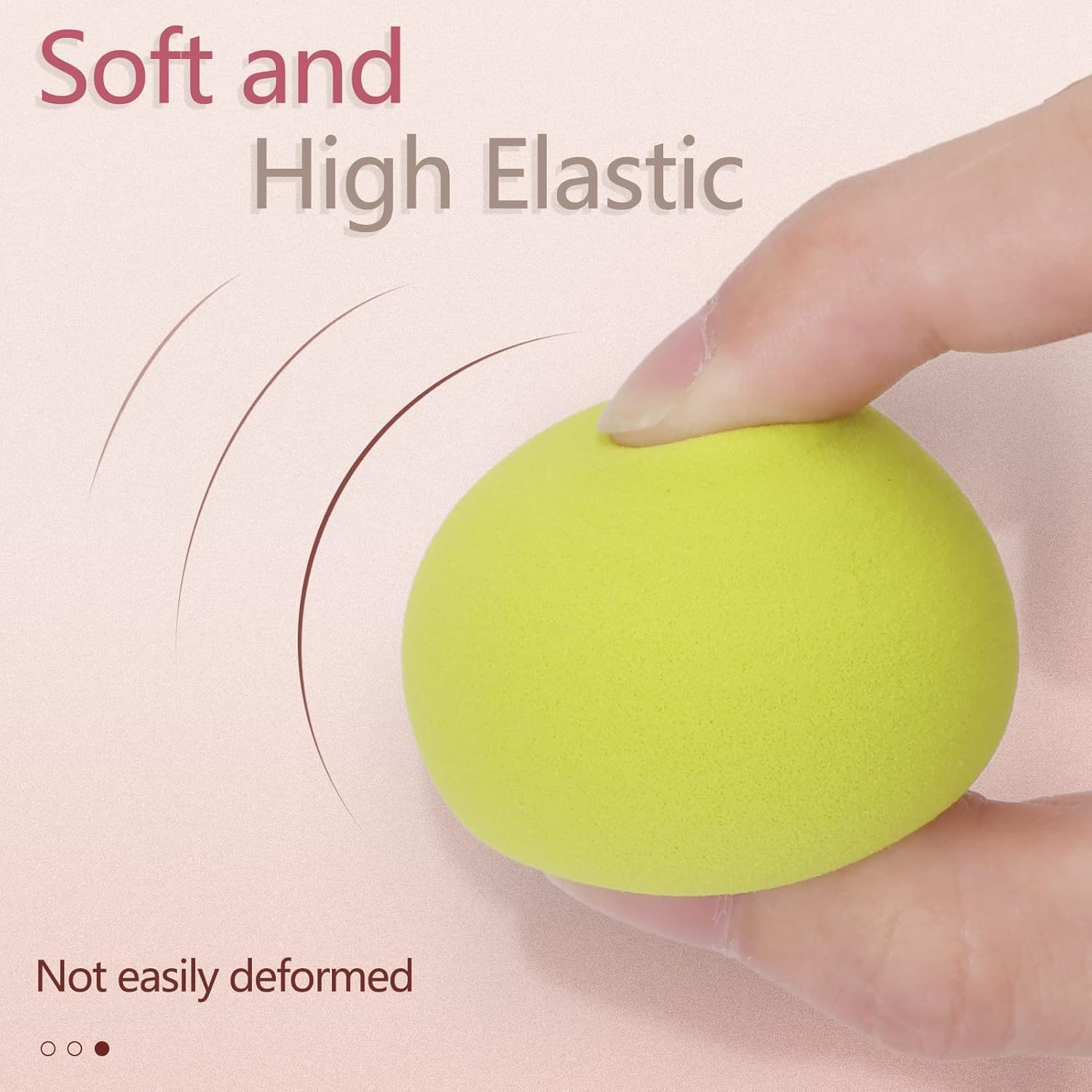 4 Pcs Makeup Sponges,Latex Free Makeup Blender Sponge Dry & Wet Dual Use Works Well for Makeup Foundation, Blending, Touch Ups (Yellow + Rose Red + Light Yellow + Green, One Size)