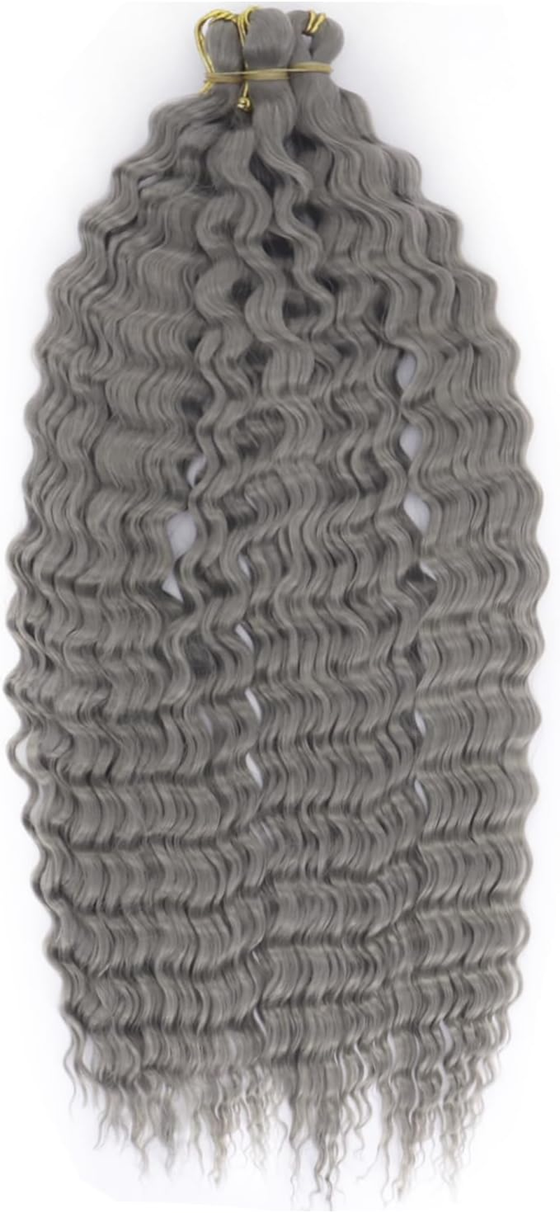 YEESHEDO 3 Packs Ocean Wave Crochet Hair Extensions for Women,Long Deep Wavy Gray Silver Curly Synthetic Hair Boho Braids Locs Crochet Hair,22Inch image number 5