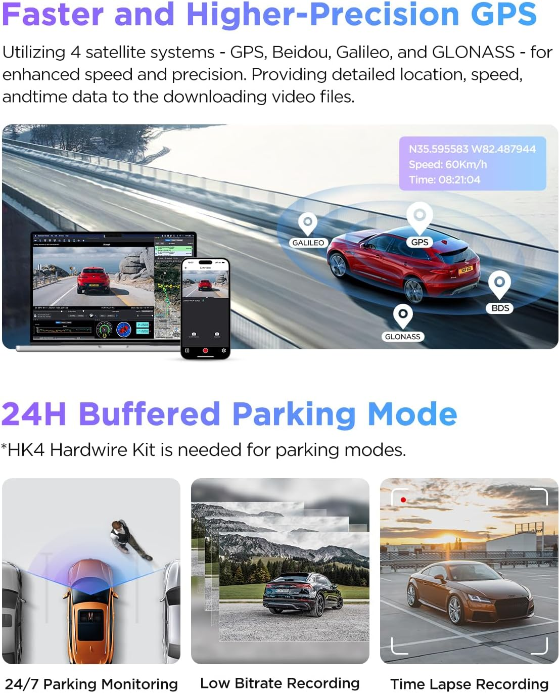 VIOFO A229 Pro 4K HDR Dash Cam, Dual STARVIS 2 IMX678 IMX675, 4K+2K Front and Rear Car Camera, 2 Channel with HDR, Voice Control, 5Ghz Wifi GPS, Night Vision 2.0, 24H Parking Mode, Support 512GB Max image number 1