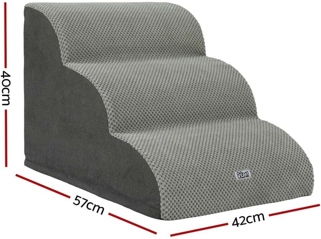 I.Pet Dog Ramp Steps for Bed Sofa Car Foam 3 Tier Pet Cat Stairs Portable Indoor image number 1