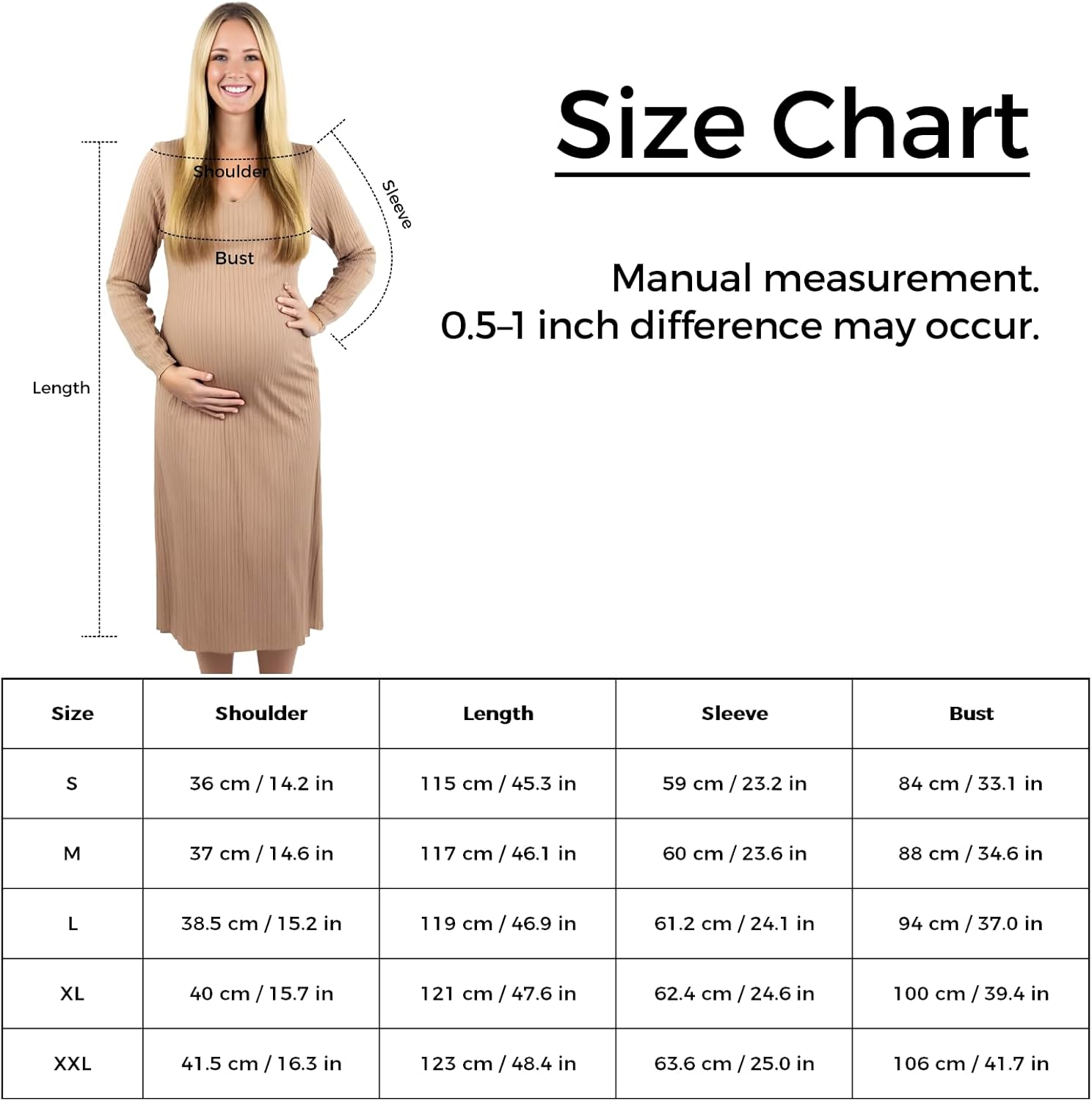 Maternity Dress Sexy Slim V-Neck Long Sleeve image number 2