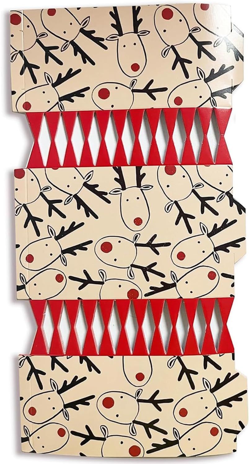 Volsha 10 Luxury Chritmas Crackers, 10 Hats 20 Strings Christmas Party Game Deer DIY Cracker Festive Seasonal (Brown) (Brown) - Red image number 2