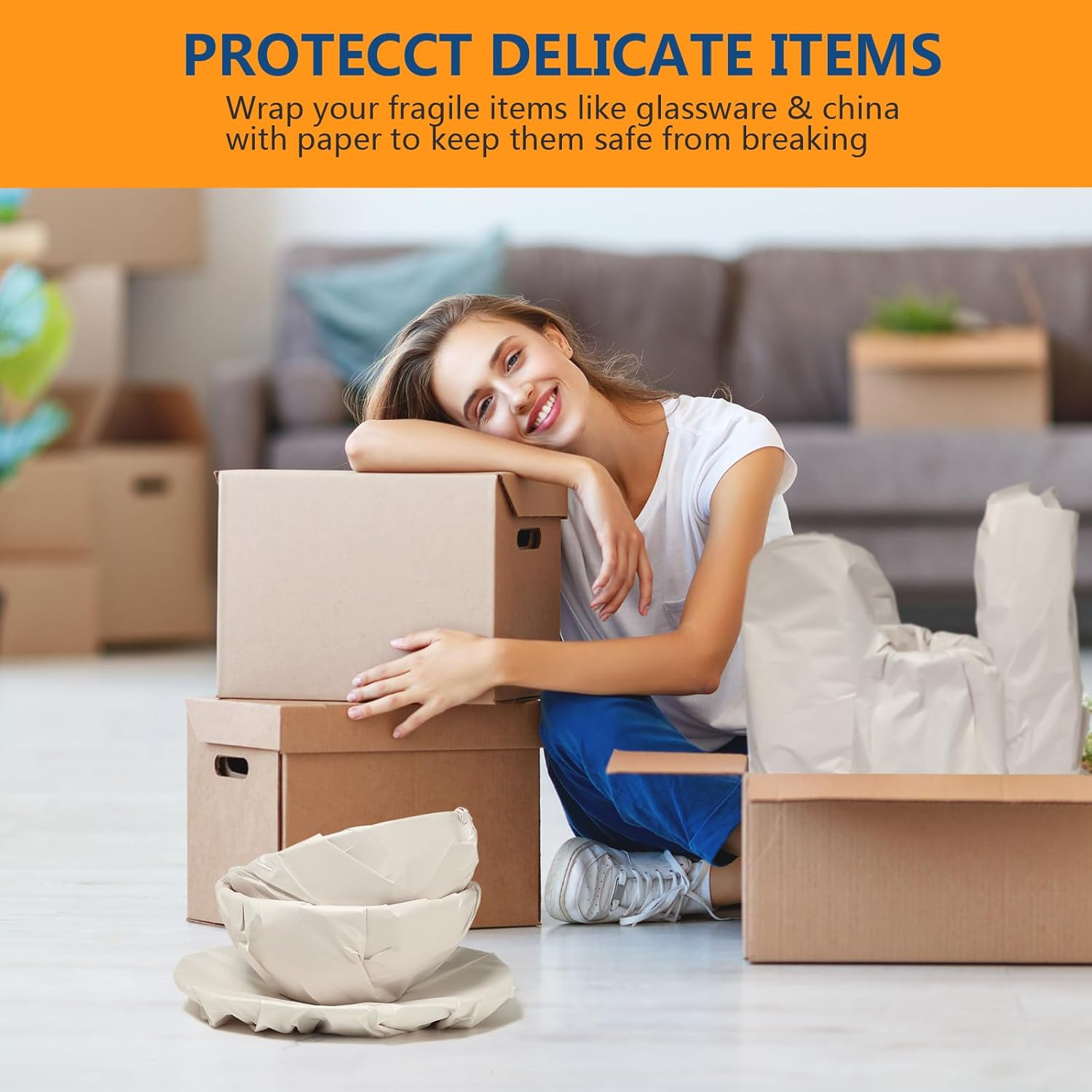 27&rdquo;X15&rdquo; Packing Paper Sheet for Moving Shipping Wrapping Packing Box Newsprint Paper Moving Paper Moving Supplies Protecting Fragile Items Glass China Dishes Packin image number 3