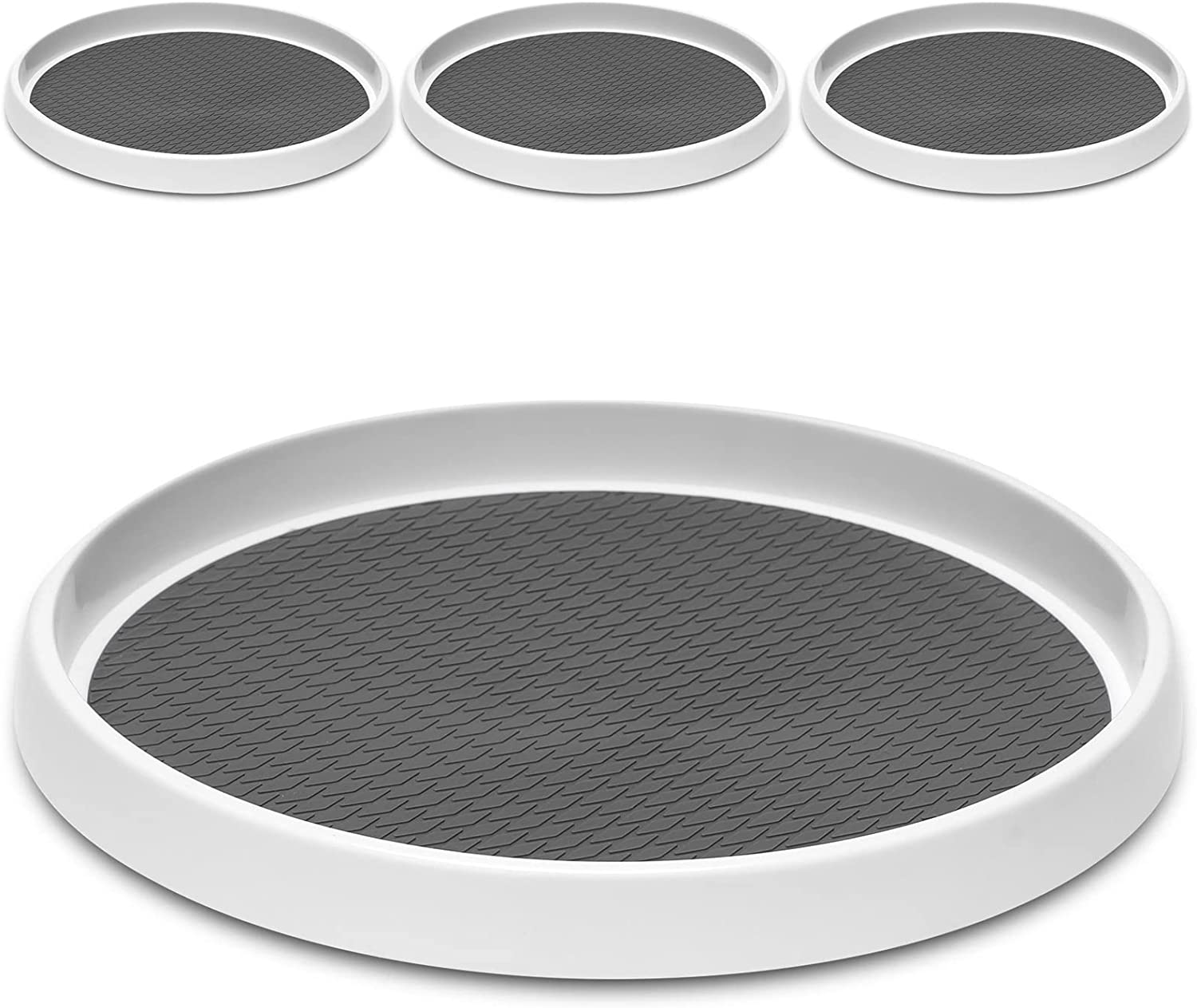 [ 4 Pack ] 12 Inch Non-Skid Turntable Lazy Susan Organizers - Spinning Rack for Cabinet, Pantry Organization and Storage, Kitchen, Fridge, Vanity, Countertop, under Sink Organizing, Spice Spinner image number 5