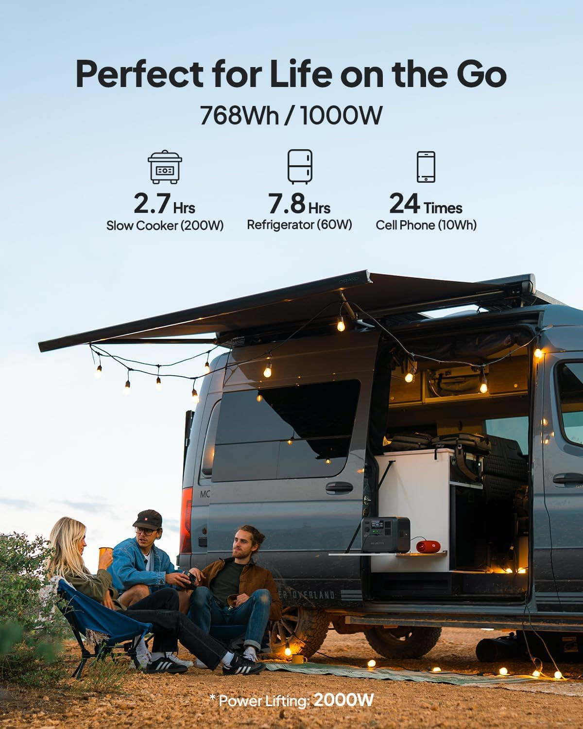 BLUETTI Portable Power Station AC70, 768Wh Lifepo4 Battery Backup W/ 2 1000W AC Outlets (Power Lifting 2000W), 100W Type-C, Solar Generator for Road Trip, Off-Grid, Power Outage (Solar Panel Optional) image number 2