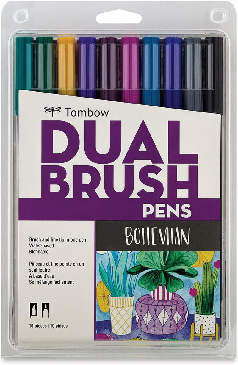 Tombow Bohemian Colours Dual Brush Pen 10-Pieces Set Multi-Color 56218