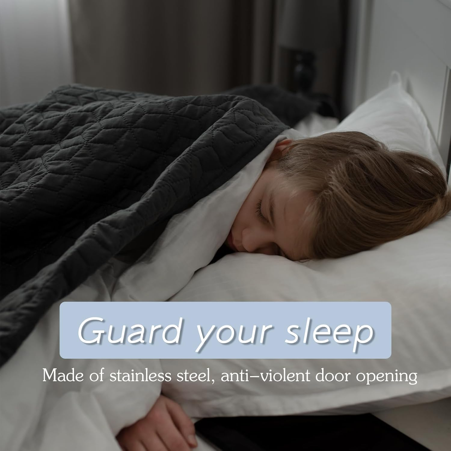 MEGAVOW Portable Door Lock Set, Punch-Free Security Locker, Emergency Survival Whistle, Stainless Steel Heavy Duty Locks with Storage Bag for Apartment Traveling Hotel School Motel Home image number 6