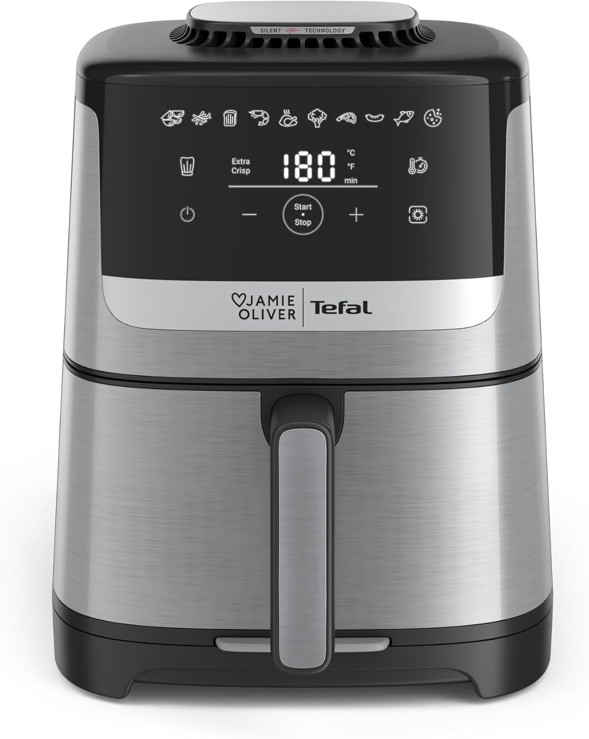 Jamie Oliver by Tefal Quiet & Easy Air Fryer EY55JD, Detachable Front, Silent, Jamie Oliver, Healthy Meals, Dishwasher Safe, Programmable image number 5