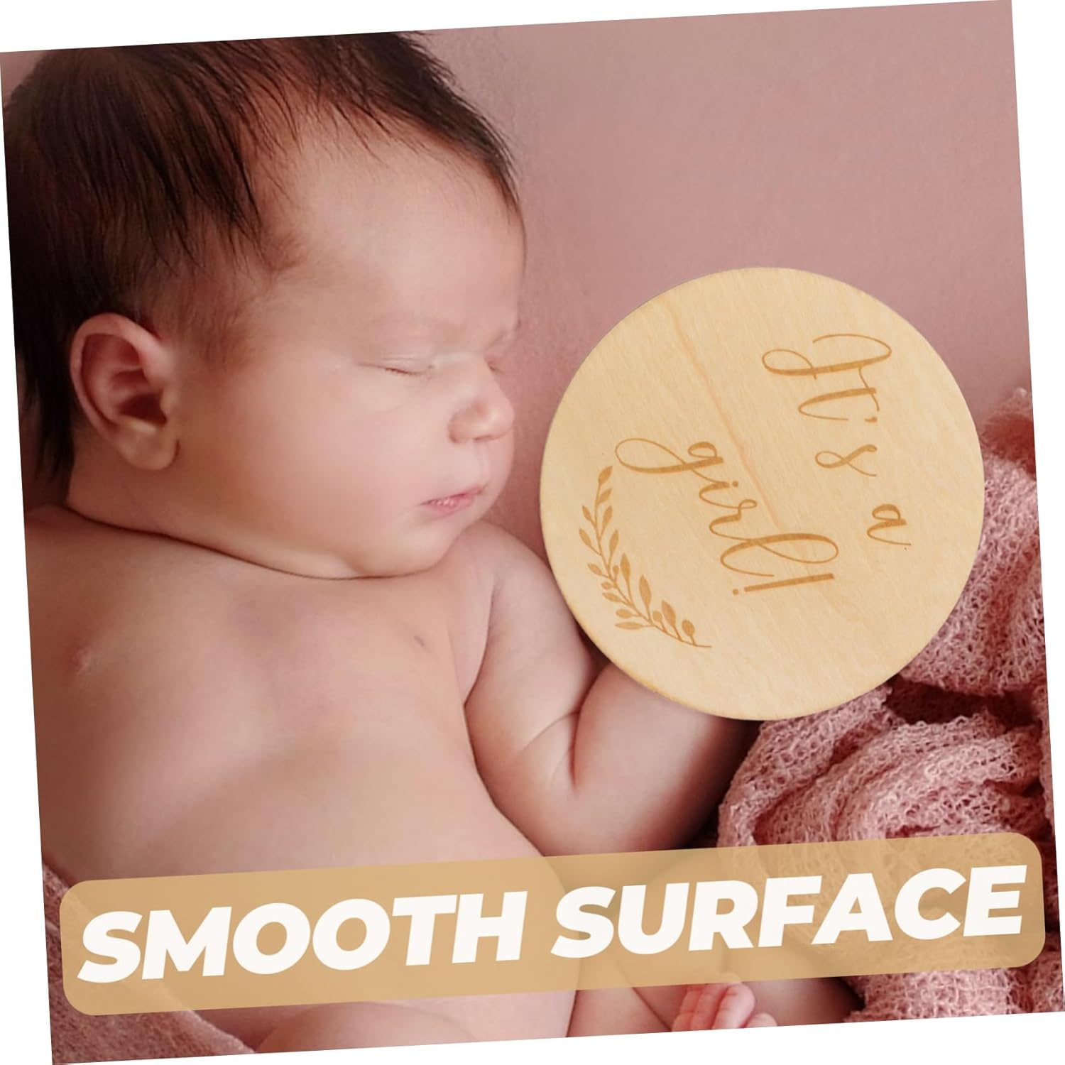 ERINGOGO Baby Growth Celebration Cards 2Pcs Wooden Baby Milestone Discs Newborn Photo Props Creative round Commemorative Cards for Newborns 10Cm Diameter