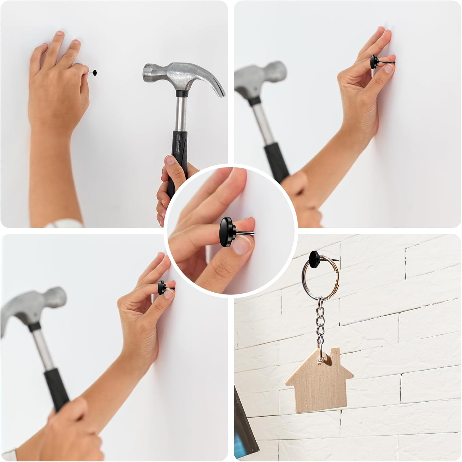 30Pcs Push Pins, Metal Thumb Tacks for Picture Photo Hanging Flat Thumbtacks Small Wall Tacks Decorative Wall Pins for Cork Board Bulletin Maps Posters Home Office Display (Black) image number 6