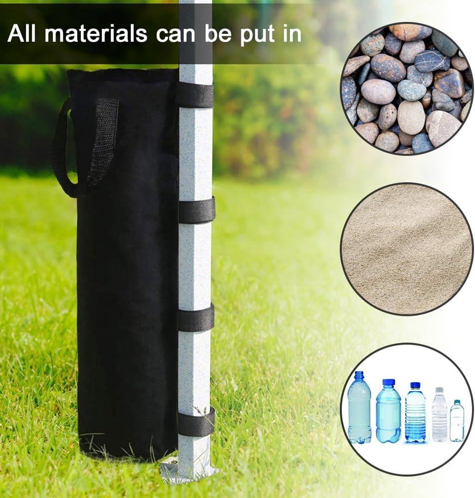 Canopy Weights Bag Leg Weight, Sand Bags for Instant Outdoor Sun Shelter Canopy and Patio Umbrella, Set of 4, 15X50Cm, Black