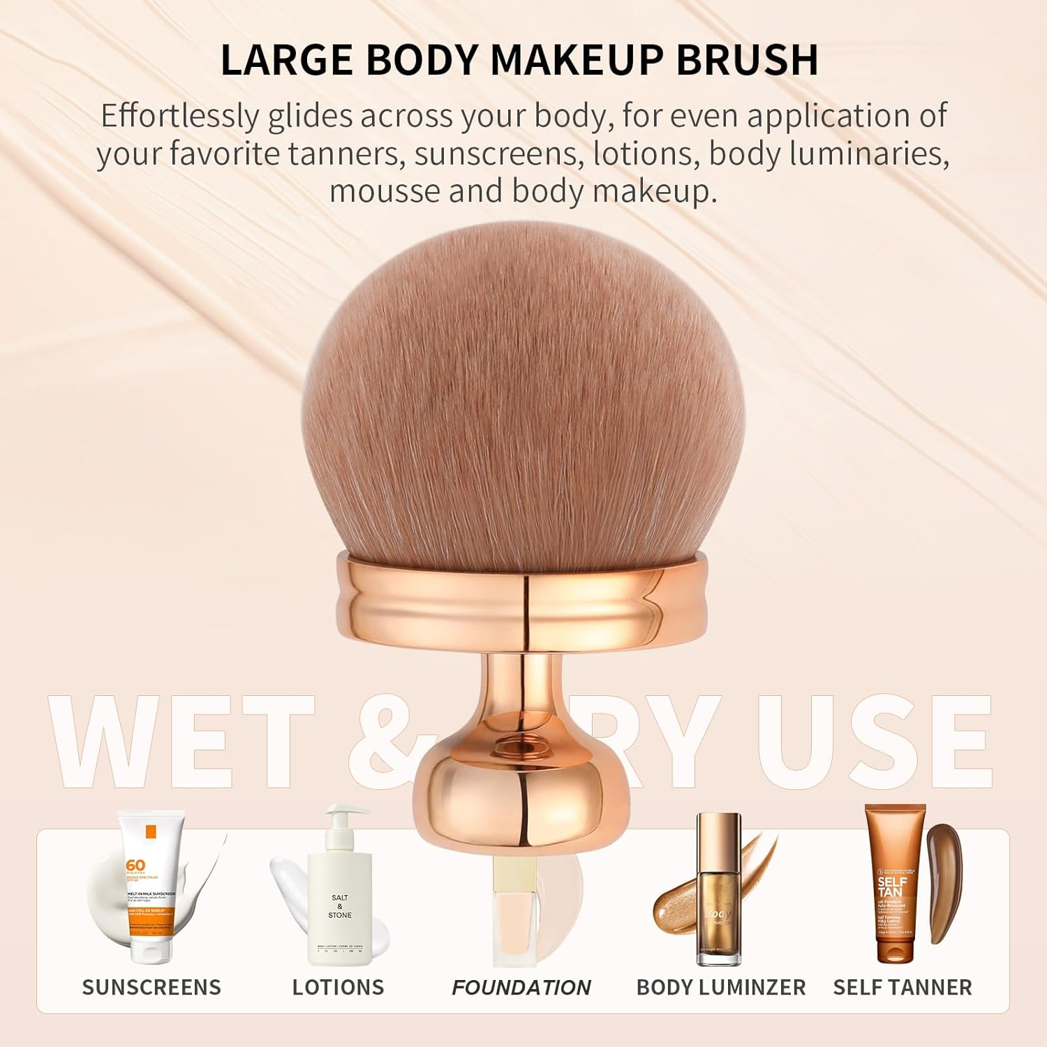 Docolor Extra Large Body Makeup Brush for Self Tanner, 3 Inch Width Self Tanning Blend Brush, Soft Synthetic Hair, Powder, Foundation, Blusher, Bronzer, Face and Body Brush Gift Box - Pink image number 4