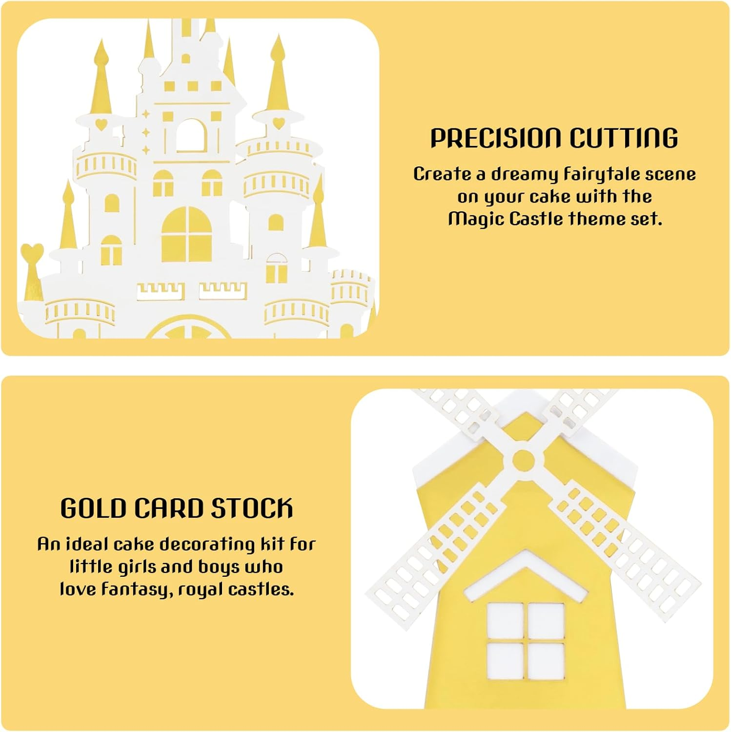 Hannafires 8PCS Castle Cake Topper Set &ndash; Princess & Prince Birthday Party Decorations with Castle, Balloons, Clouds, Picks & Banners for Kids' Fairy Tale Theme Cakes image number 4