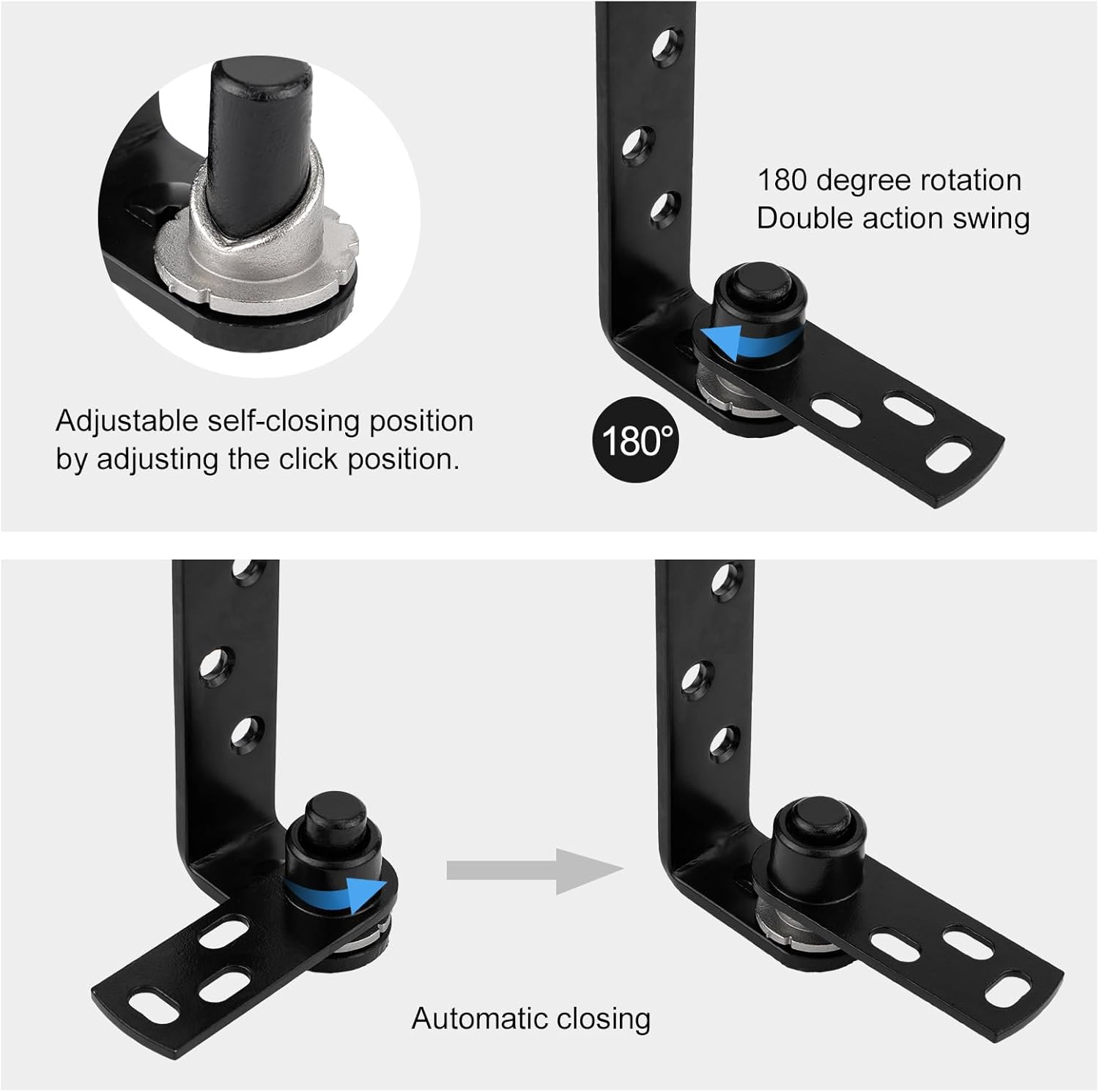 Saloon Door Hinges, Stainless Steel Hinges for Double Hinged Doors 180 Degree Rotation Multiple Uses Door Hinges Hardware Accessories for Bar Cafeteria Saloon Supplies image number 5