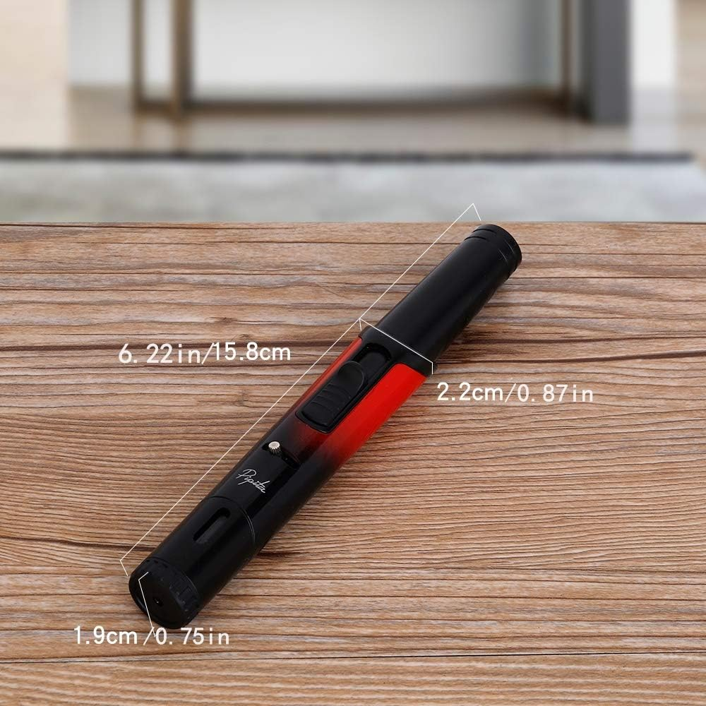 2PACK Windproof Long Lighter Refillable Torch Lighter Inflatable Butane Lighter Adjustable Flame Torch Lighter for Grill Single Torch Jet Flame Lighter(Without Gas) (Red) - Black image number 7
