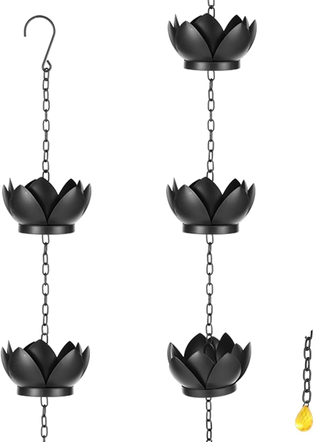 Limcryspp High-Quality Metal Artificial Lotus Rain Chain Replacement, Adjustable Length S-Shaped Hook, Suitable for Drainage Ditches image number 4