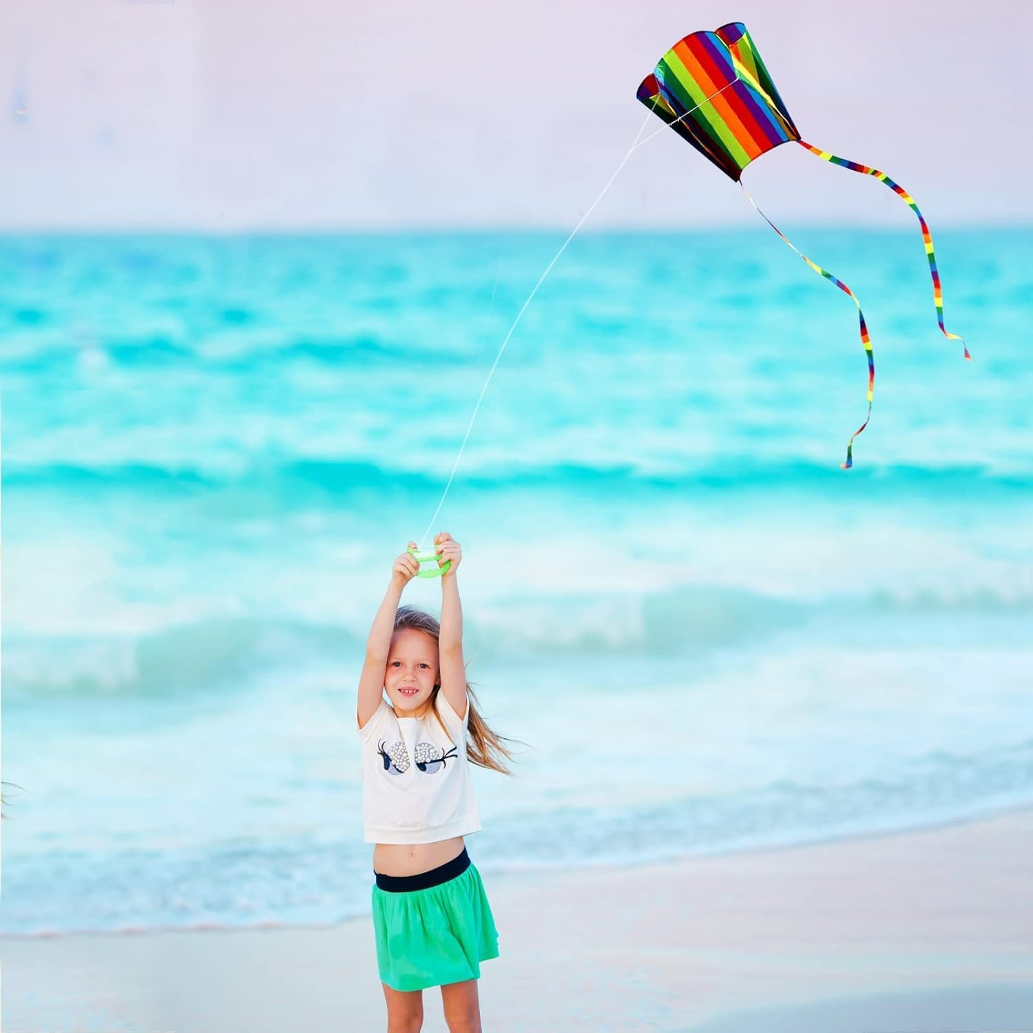 Rainbow Parafoil Kite - Premium Durable Outdoor Flying Kite, Easy to Fly for Beginner,Perfect for Beach, Park, Birthday Party Activities image number 1