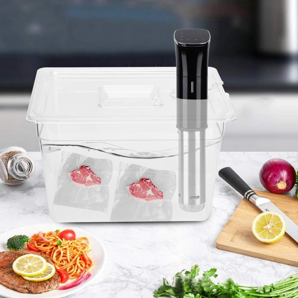 11L Container, Thickened Food Grade PC Collapsible Hinged Sous Vide Container with Lid and Calibration Marks, Durable and Wear Resistant for Sous Vide Circulator Culinary Precision Cooker image number 3