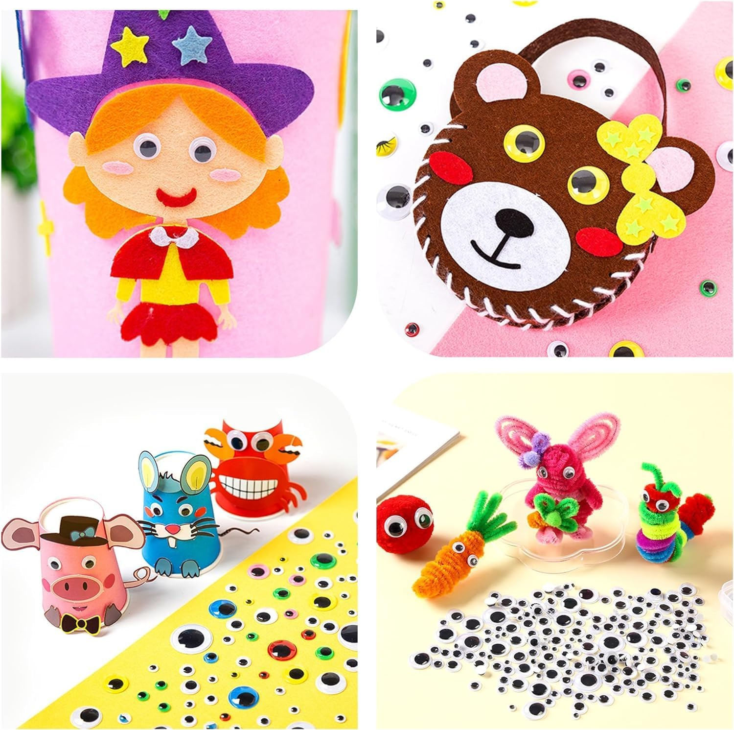 1500Pcs Craft Sticker Wiggle Eyes,Doll Wiggle Eyes Self Sticking Doll Puppet Eyeball DIY Decoration Craft Lifelike Vivid Googly Eyes Replacement image number 2