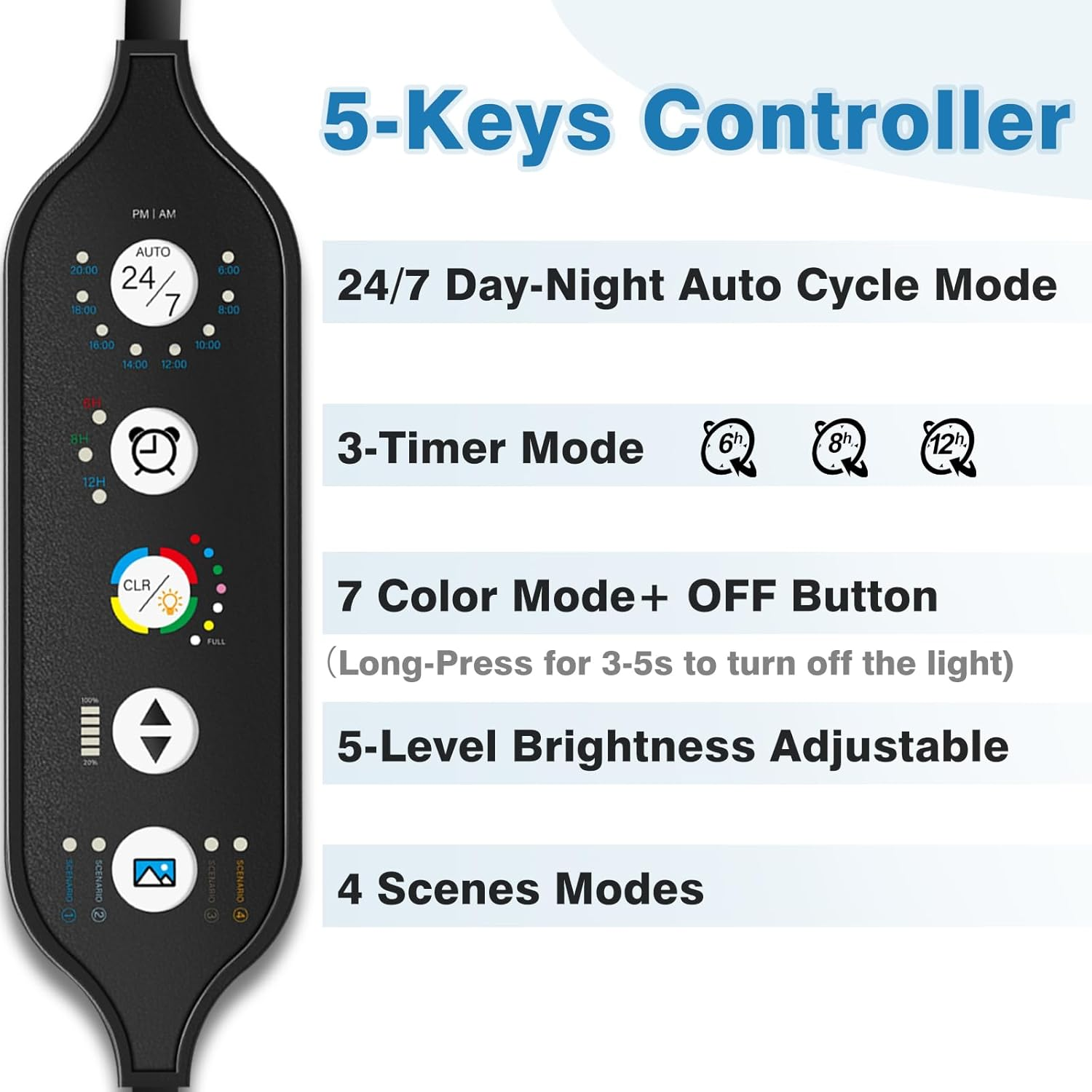 Driamor Submersible Aquarium Light, 38 CM Fish Tank Light with 60Pcs LED Beads IP68 Waterproof Brightness Adjustable RGB LED Lamp with Timer Mode, 24/7 Auto Cycle Mode, 4 Scenes Mode and 7 Colors Mode