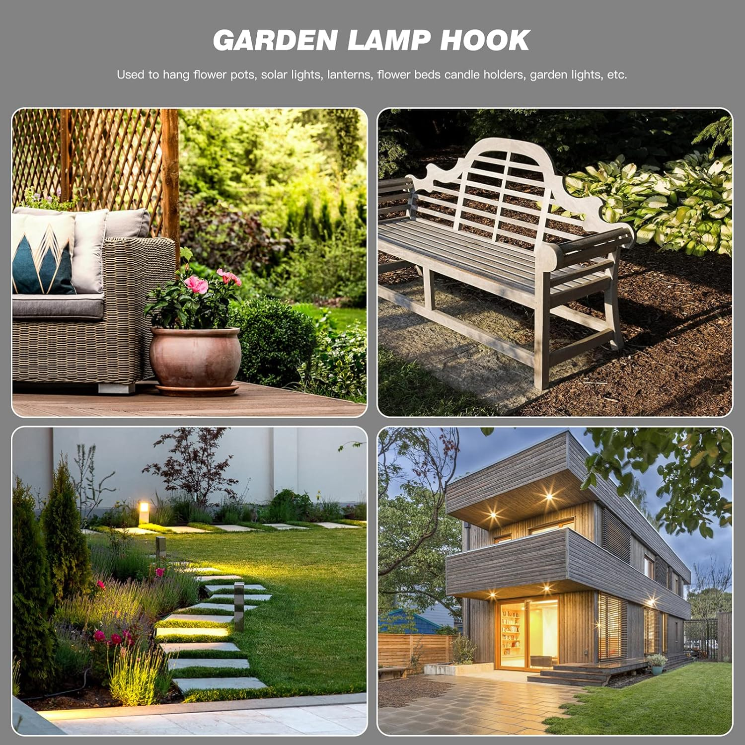 Shepherd Hook Decorative Hanging Hooks Heavy Duty Brackets Shepherds Hook for Bird Plants Racks Solar Lights Outdoor Decorative Lantern Hooks Outdoor Small Clothing Stainless Steel image number 2