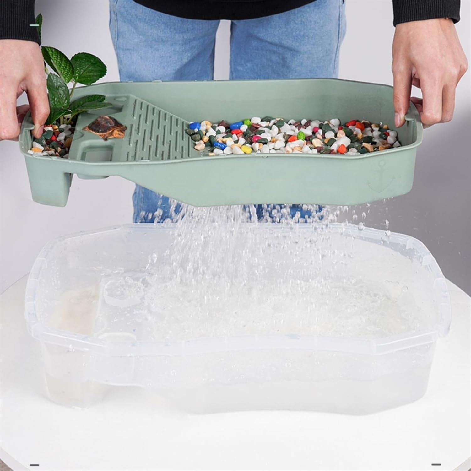 Aquariums Fish Tank Turtle Tank with Sun Deck Can Breed Aquatic Plants Small Fish Tank Turtle Box Large Home Pet Feeding to Prevent Escape Fish Bowl (Size : Small) image number 1