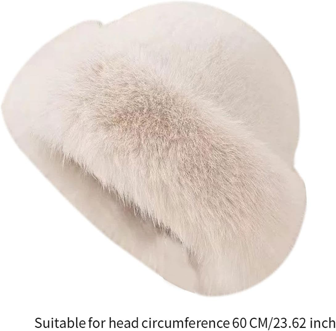 Kowaku Winter Faux Fur Hat Women Trendy Cossack Russian Hat for Camping Outdoor - Bean Paste Color image number 7