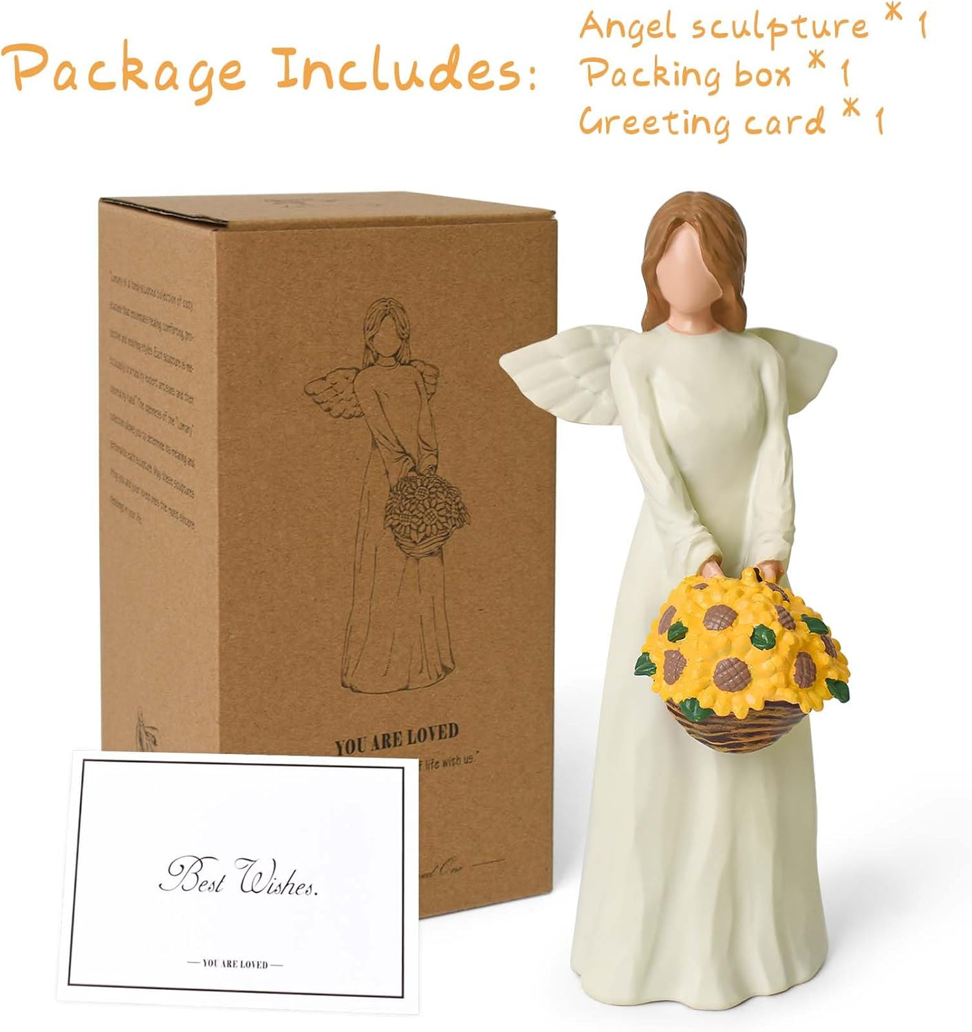 Sunflower Gifts for Women, Resin Sculptured Guardian Angel Figurines with Sunflower Basket, Inspirational Angel Gifts for Mom Daughter Sisters - Christmas, Mother&rsquo;S Day, Birthday Home Decor image number 4