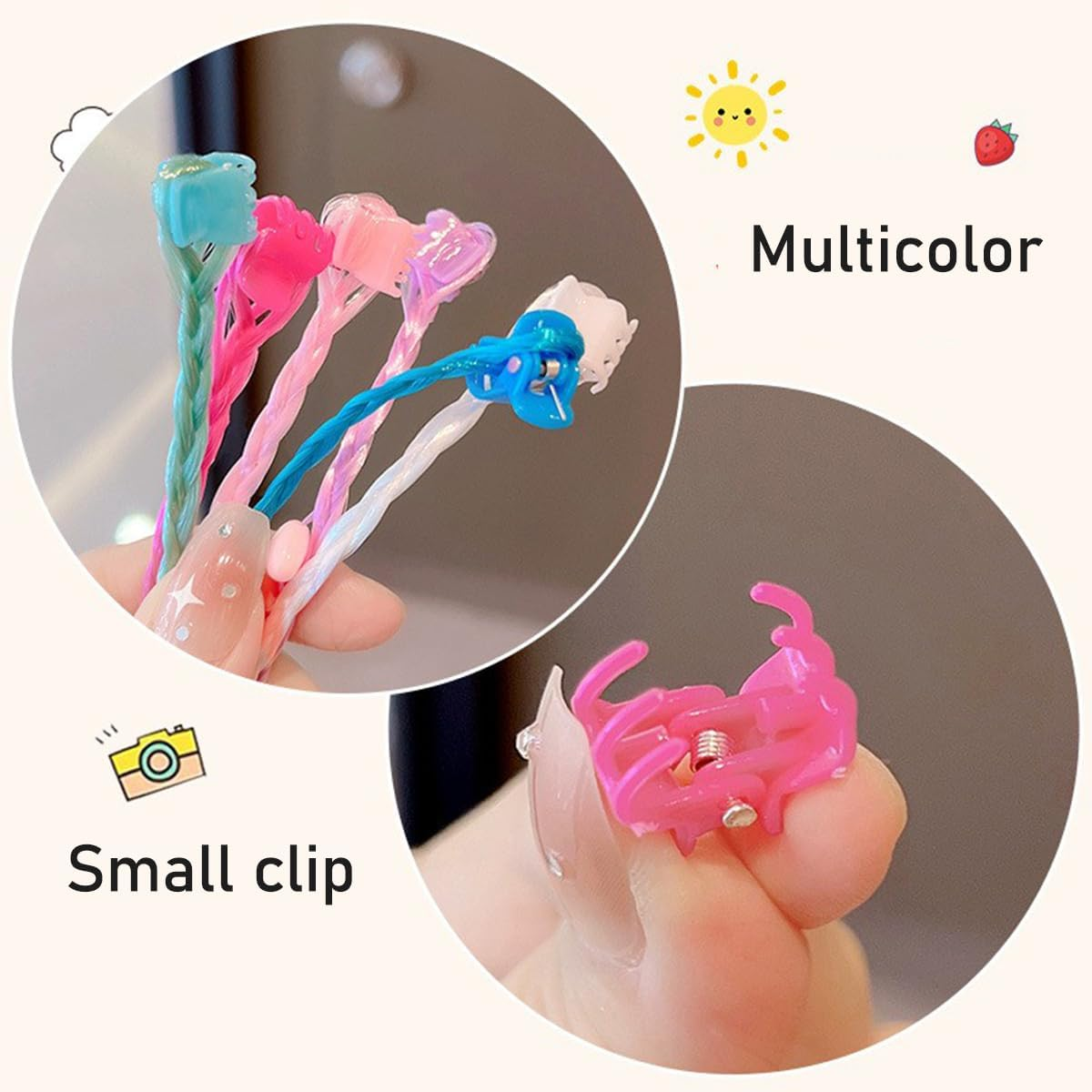 30Pcs/Set Colorful Children Wig Braid Colorful Hair Extensions, Fairy Headwear Accessories Candy Butterfly Star Princess Girl Gripper Clips Hairpin for Party Role-Play image number 1
