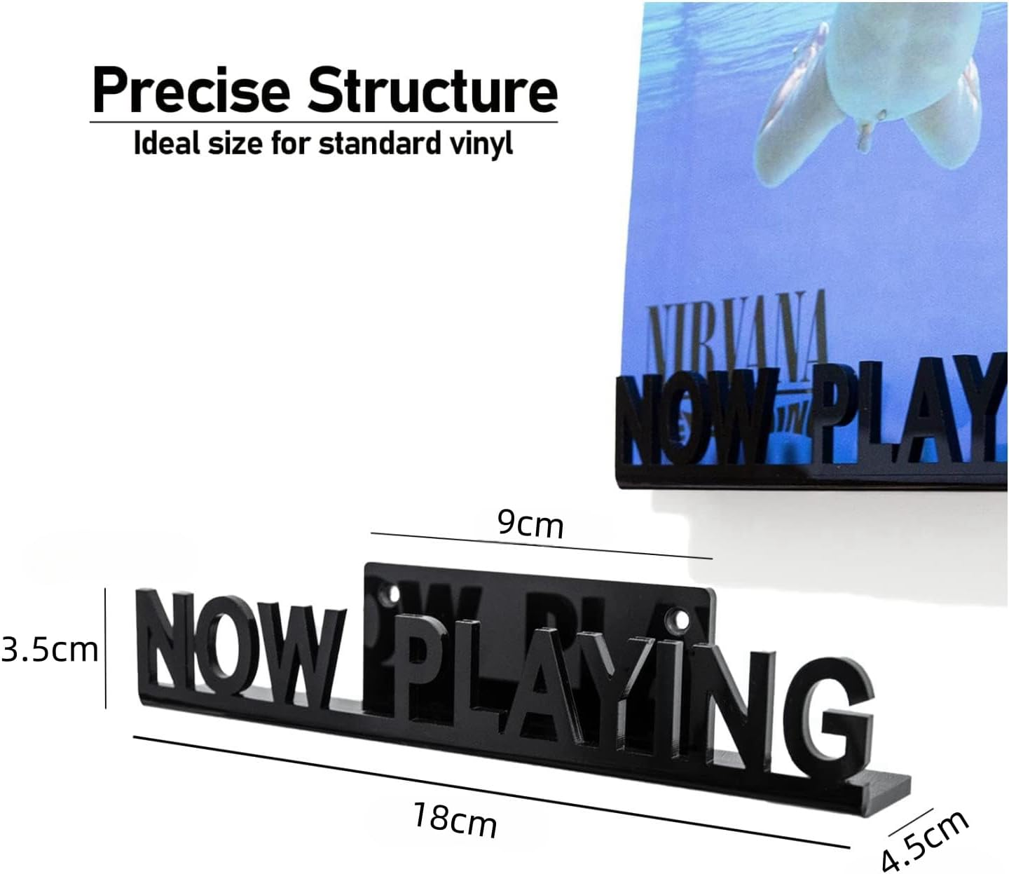 Shusmda Wall Mount CD Record Display Stand Now Playing Acrylic Vinyl Record Shelf for Home Decoration Black Easy to Use