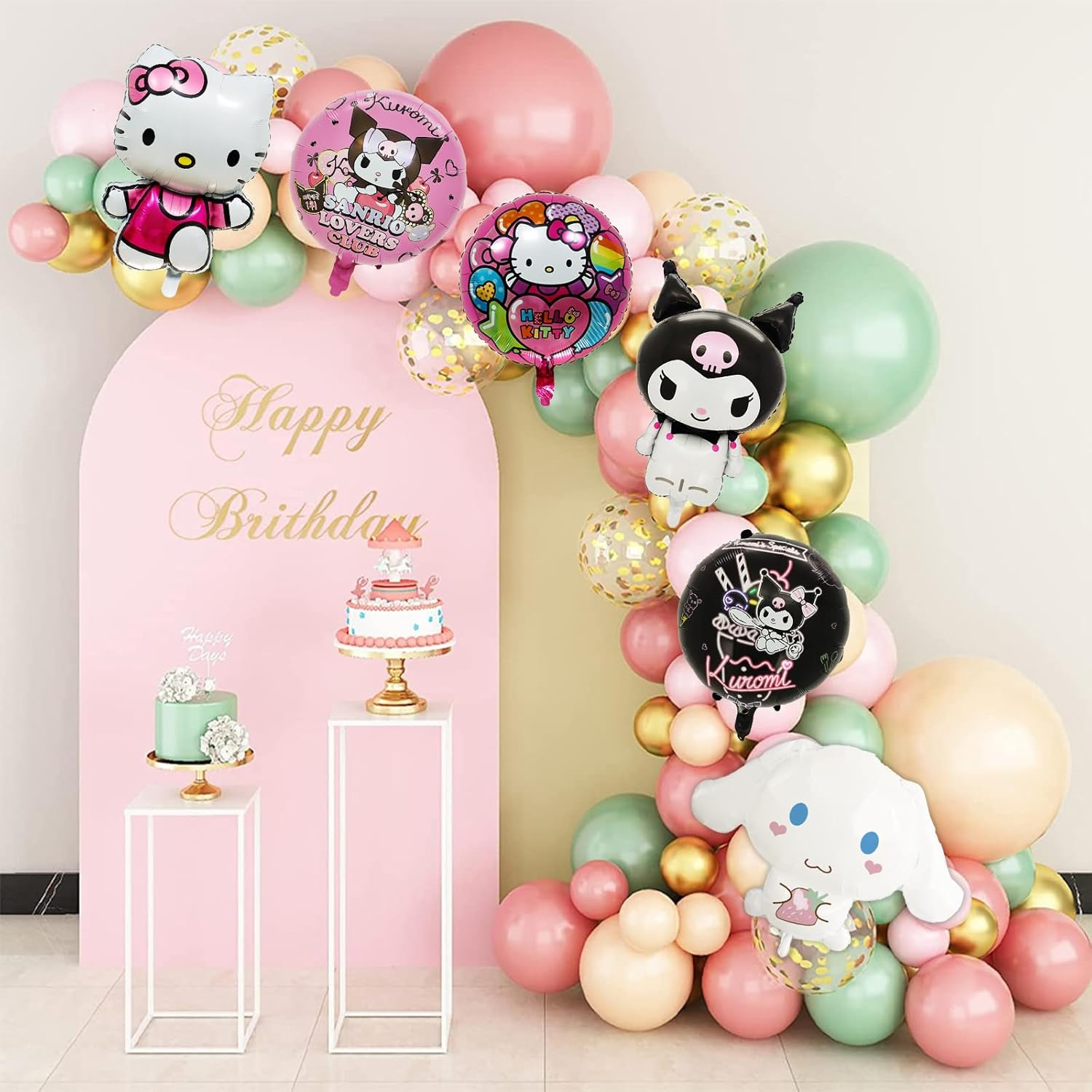 AVONO 12Pcs Kitty & Friends Foil Balloons for Kawaii Party Decorations, Pink Kitty Party Balloons for Girls Kids Favors image number 6