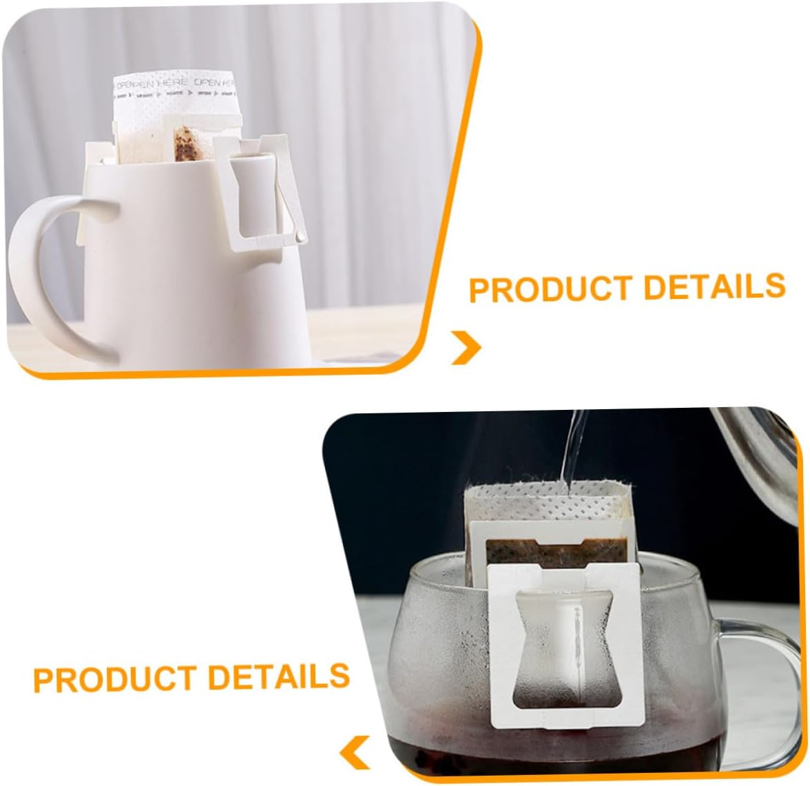 Toyvian 50Pcs Hanging Ear Drip Coffee Filters Disposable Portable Single Serve Filter Bags for Loose Tea and Coffee Brewing Thickened White Paper Easy Use for Home and Travel image number 2