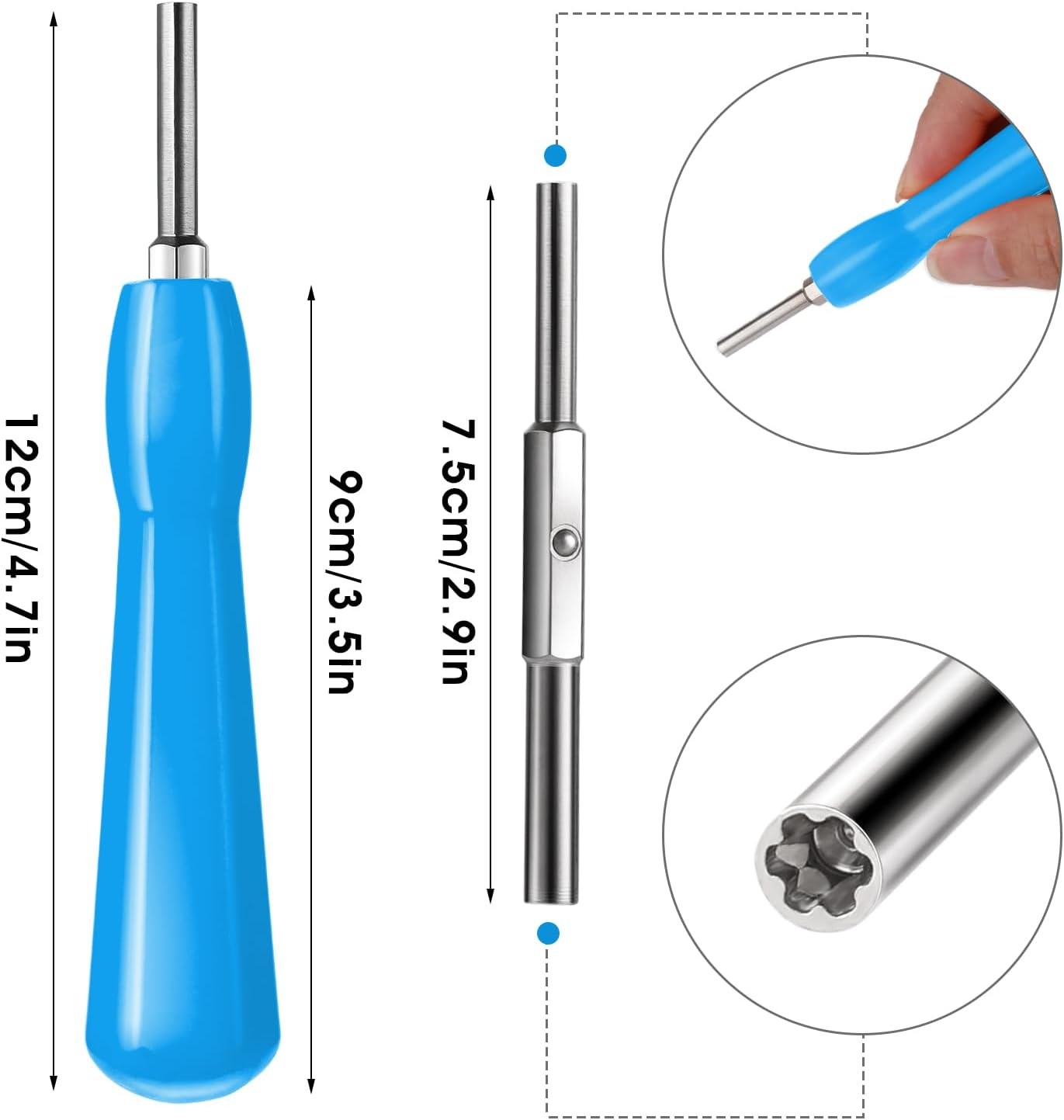 Gamebit Screwdriver 4.5 Mm and 3.8 Mm, Double-Ended Gamebit Screwdriver Set, Safety Screwdriver for Repair SNES, NES, N64, Gameboy, Magnetic Screwdriver (Blue) - Orange image number 2