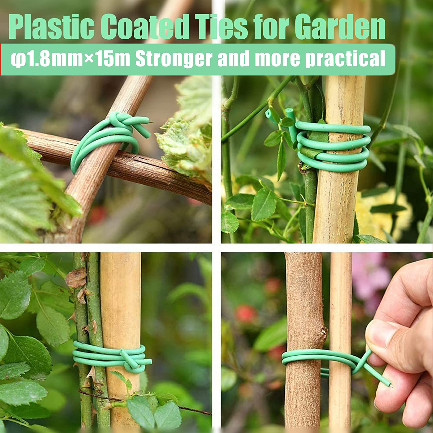 Gardening Plant Wire Twist Ties Plastic Coated Ties for Home Office and Garden (15M Twist Tie &times; 1Pcs (&Phi;1.8Mm)) image number 2