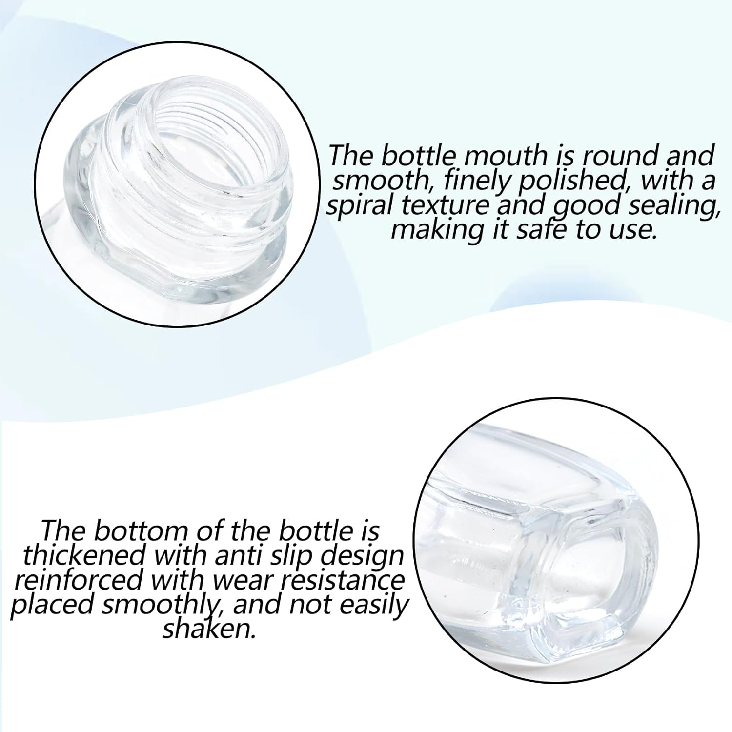 Yasdyri Empty Glass Roller Bottles 2 Pcs Black Clear Empty Glass Essential Oil Roller Bottles Empty Refillable Roll on Glass Bottles with Refillable Containers Tools and Accessories (30ML)