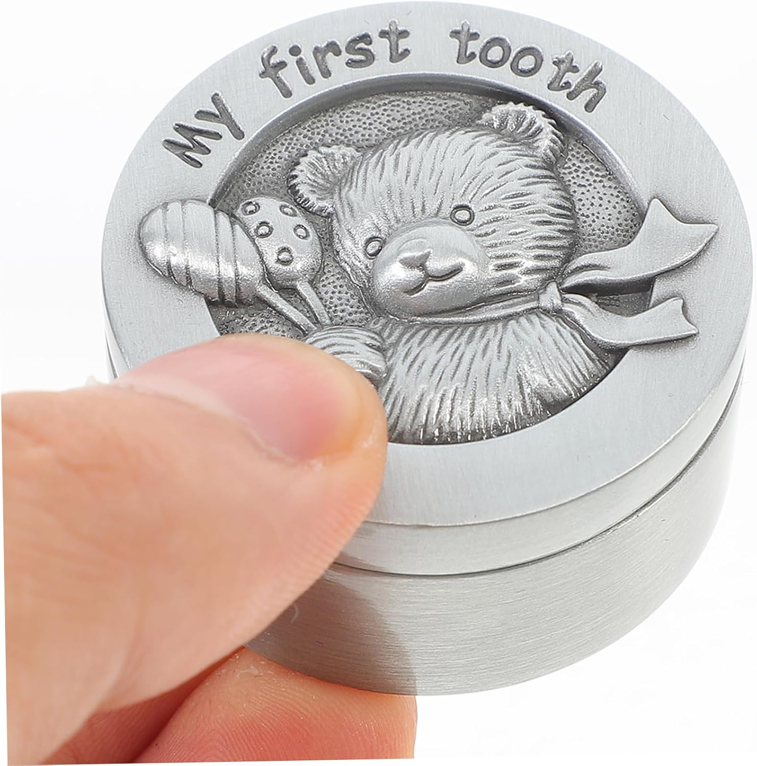 Tooth Keepsake Box Metal Tooth Holder Newborn Storage Box for Boy Girl image number 3
