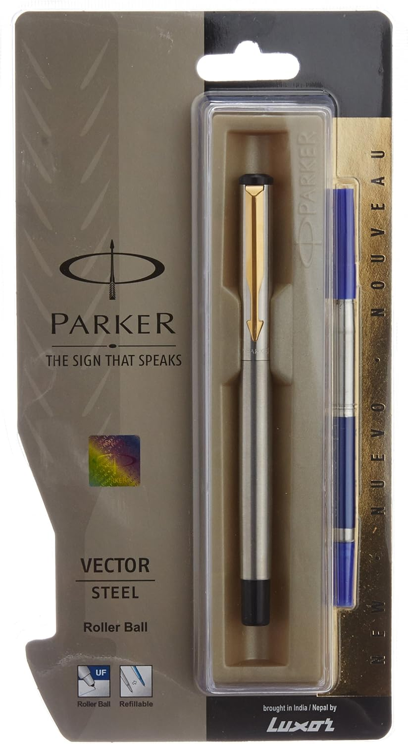 Parker Vector Steel GT Roller Ball Point Pen - Gold Trim image number 1