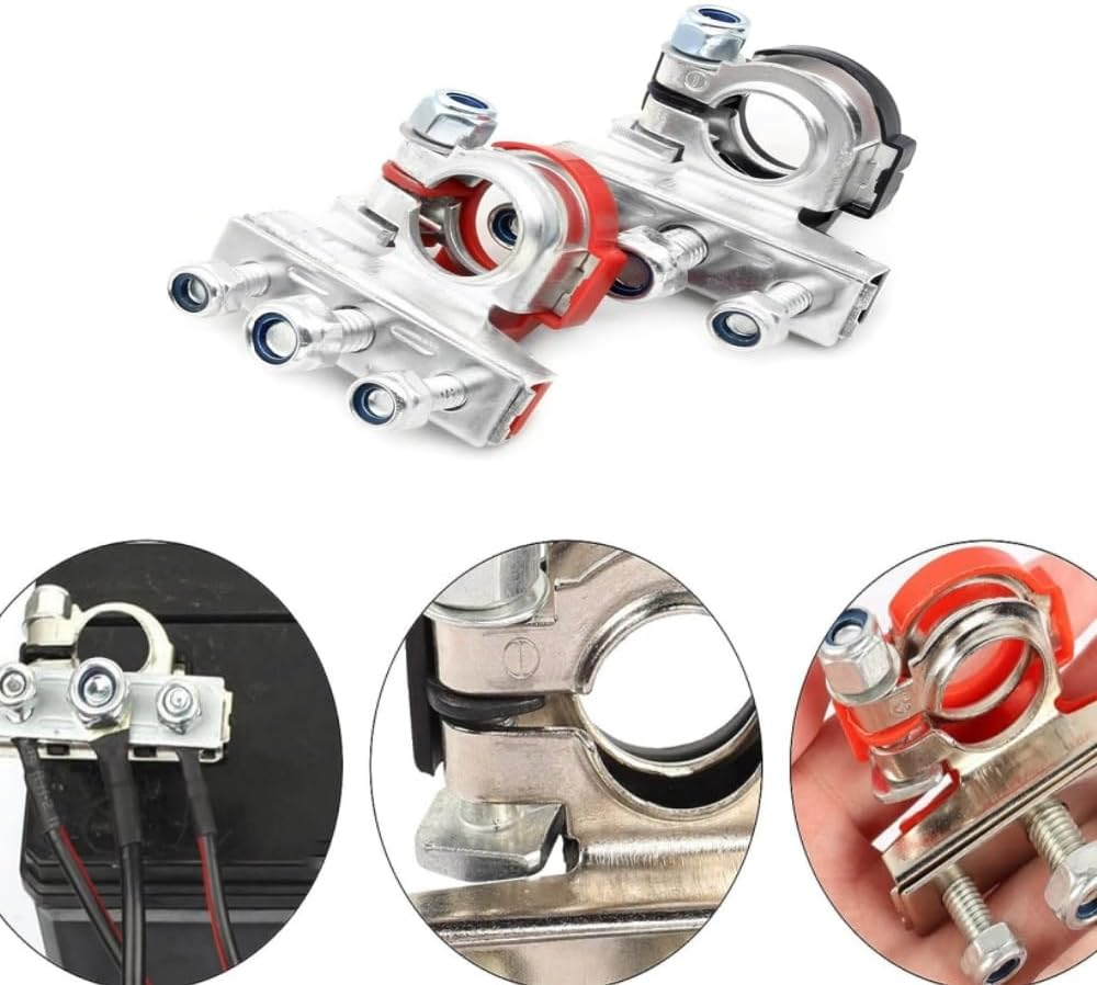 Naisfei 2 Pcs Battery Terminal Clamp Connectors, Automotive 3 Way Battery Wire Cable Connector Kit, Positive and Negative Quick Release Disconnect for Car Boat Van image number 4