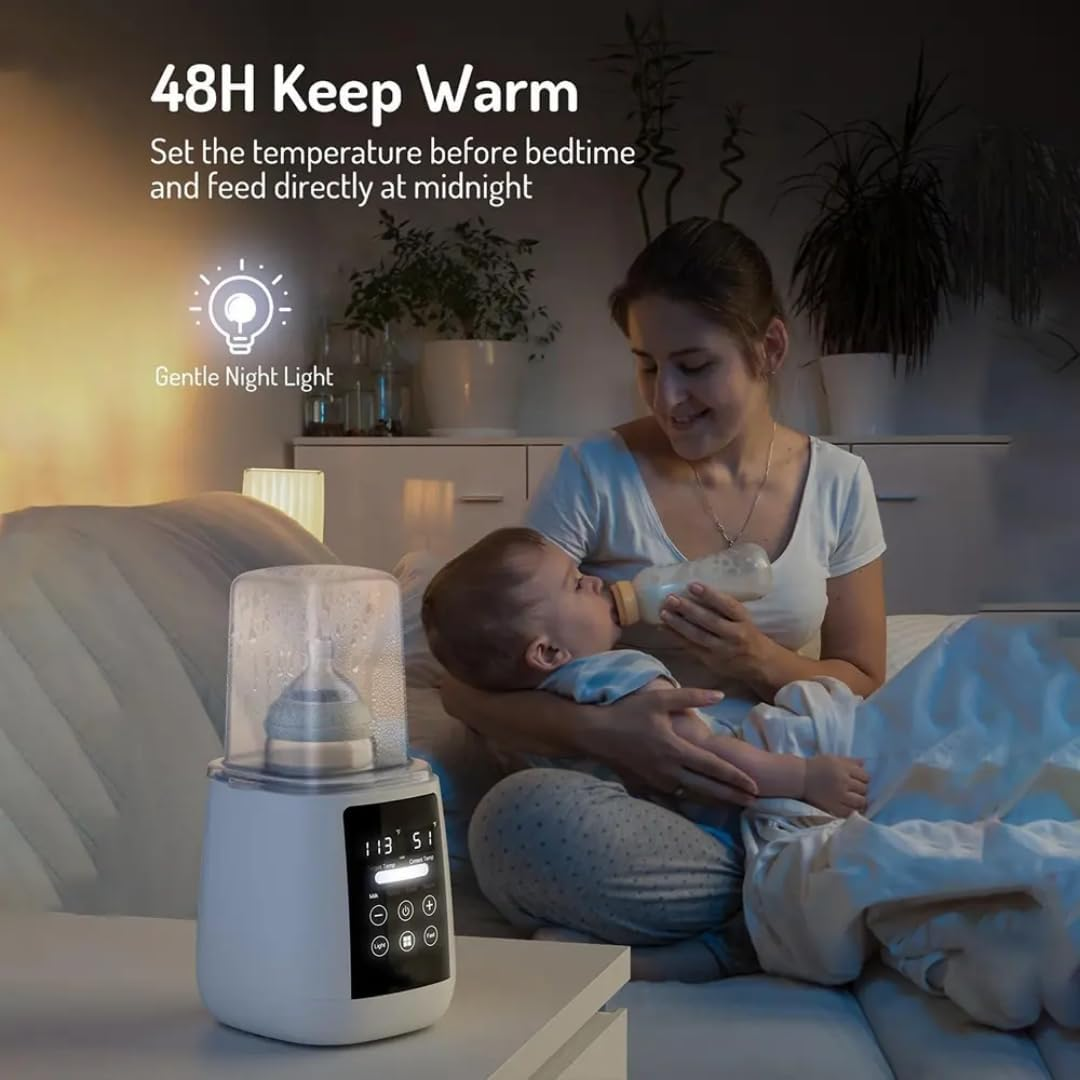 6-In-1 Multifunctional Bottle Warmer Milk Warmer, Baby Bottle Warmer Fast 48H Thermostat for Breastmilk, Formula with Accurate Temp Control, Baby Milk Warmer Food Heater with Thaw, with Night Light image number 6