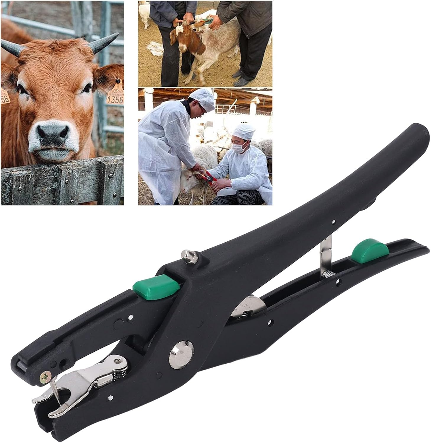 Livestock Ear Tag Applicator, Cattle Ear Tagger Vertical Insertion, Automatic Rebound, Ear Tag Animal Tool for Cows Goats Sheep Pigs Animal Identification Earring Tagger image number 3