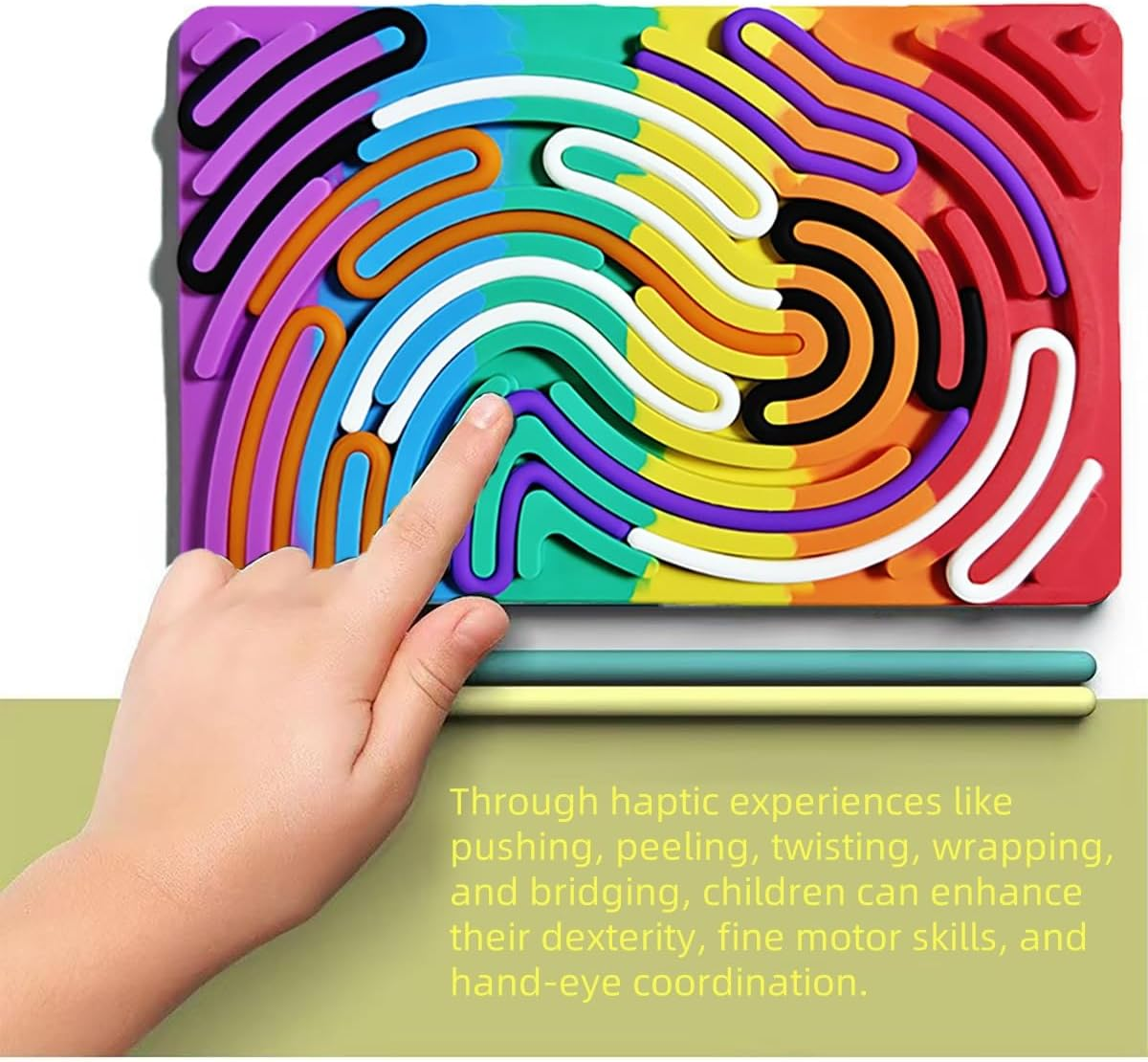 Sensory Activity Board for Kid,Double-Sided Sensory Board for Calming, Stress, Anxiety, ADHD & Autism, Travel Calming Activities (Rainbow) image number 4