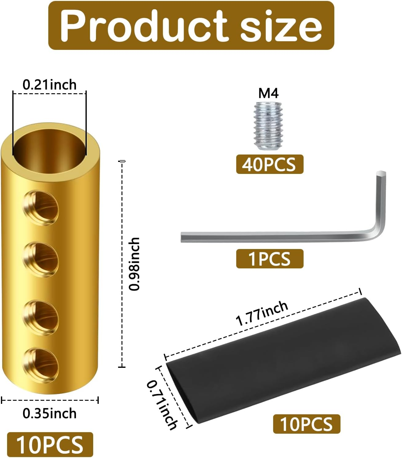 10Pc 6 AWG Wire Connectors, 80A Quick Terminal for Splicing and Wiring, Circuit Connector with Screws and Heat Shrink Tube Included image number 2