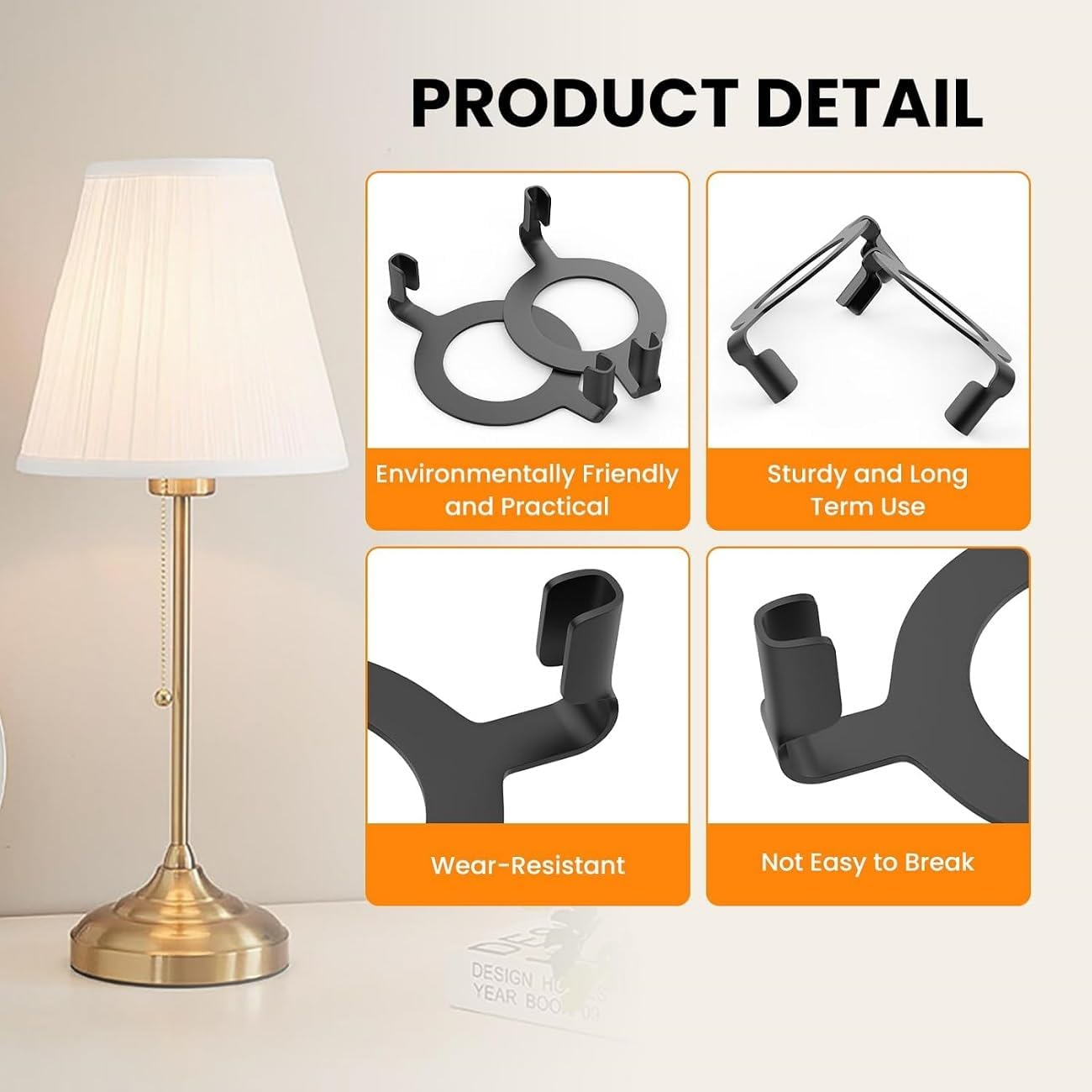 WADY 4PCS Black Metal Lamp Harp Holder Adapters (1.65") - Non-Slip E27 Threaded Base Compatible Lampshade Saddle Adapter, Harp Holder for Secure Shade Installation (Silver) image number 4