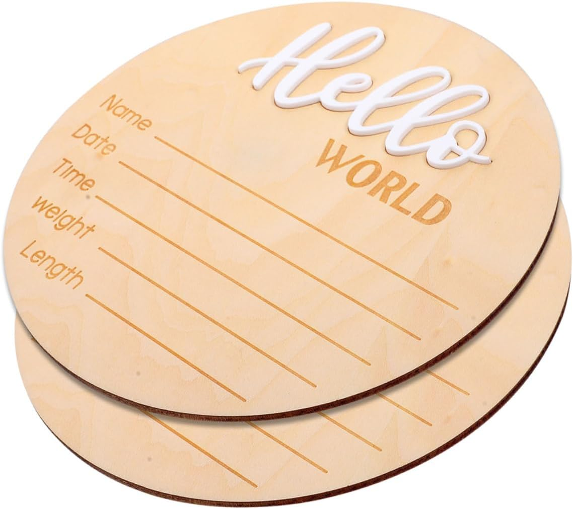 Wooden Baby Announcement Sign Newborn Name Sign for Hospital Newborn Photo Prop 2Pcs image number 2