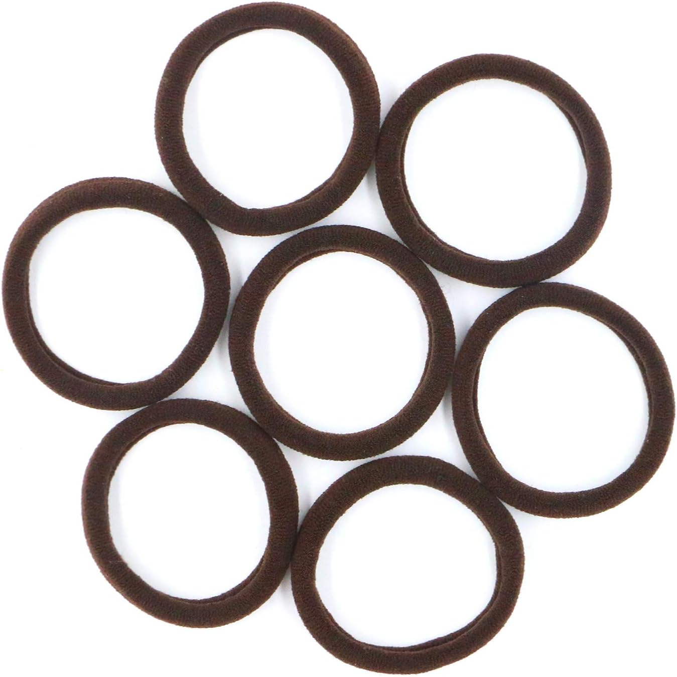 HOYOLS 50 Pcs Soft Elastic Hair Ties, Large Nylon Fabric Ponytail Holder Bands for Thick Heavy Curly Hair Seamless Scrunchies Headbands No Slip No Damage (Espresso) - Espresso image number 4