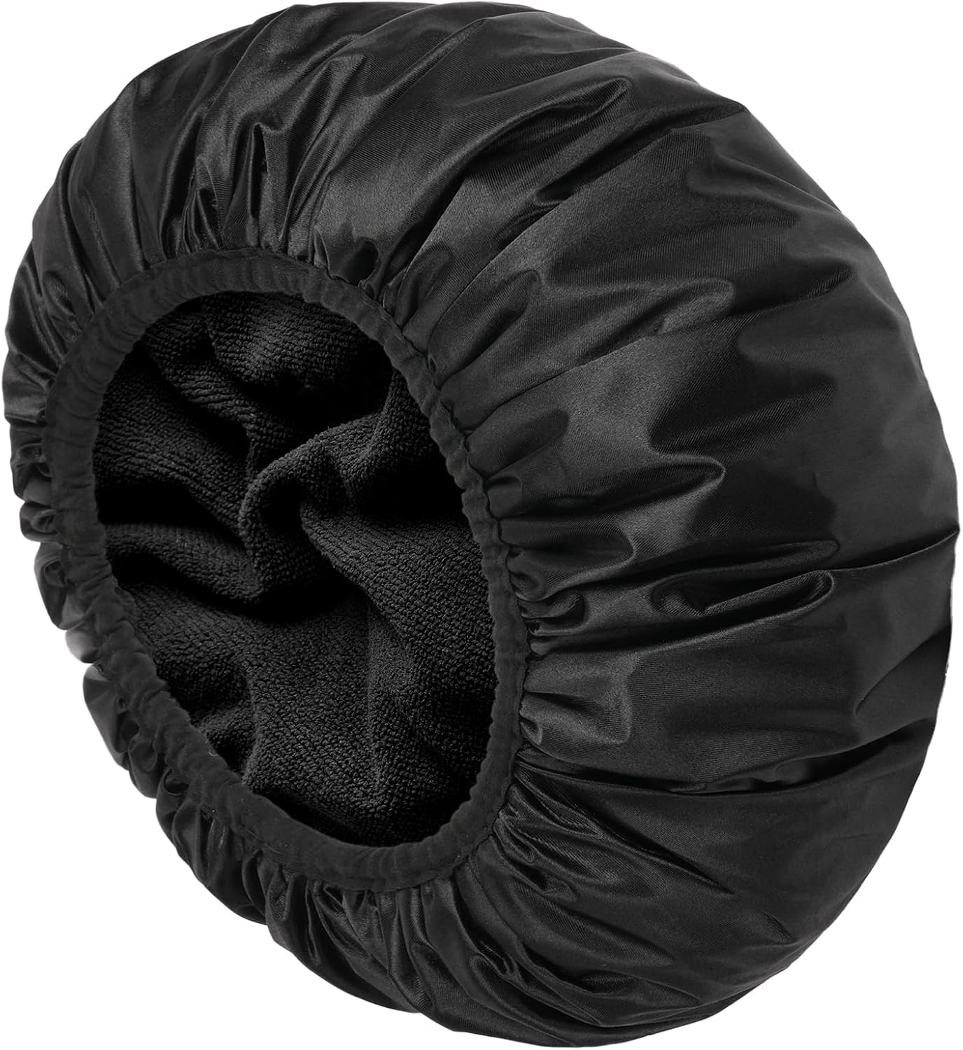 AOGOE Women'S Shower Cap, Hair Turban Towel, 2-In-1 Elastic Shower Cap, Absorbent Turban Hair Drying Towel, Quick-Drying, Waterproof, Reusable for Girls Women Ladies Salon (Black) image number 4