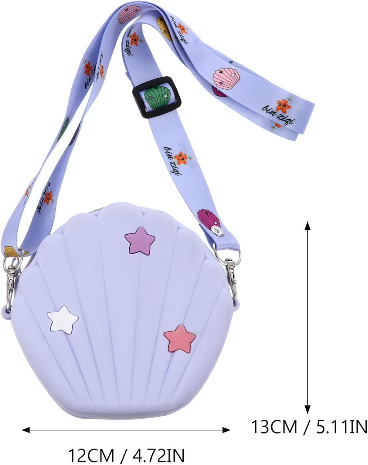 KESYOO Kids Crossbody Bag Cartoon Seashell Coin Purse Silicone Shoulder Bag Mini Cute Little Girls Handbag Messenger Pouch for Toddler Baby Girls Purple image number 4