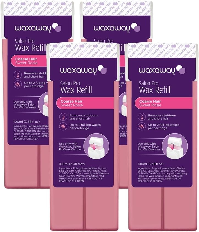 Waxaway Salon Pro Shimmer Sweet Rosie Wax Cartridge 100Ml &ndash; Pack of 4, Professional Home Hair Removal, for Use with Waxaway Salon Pro Roll on Wax Heater image number 1
