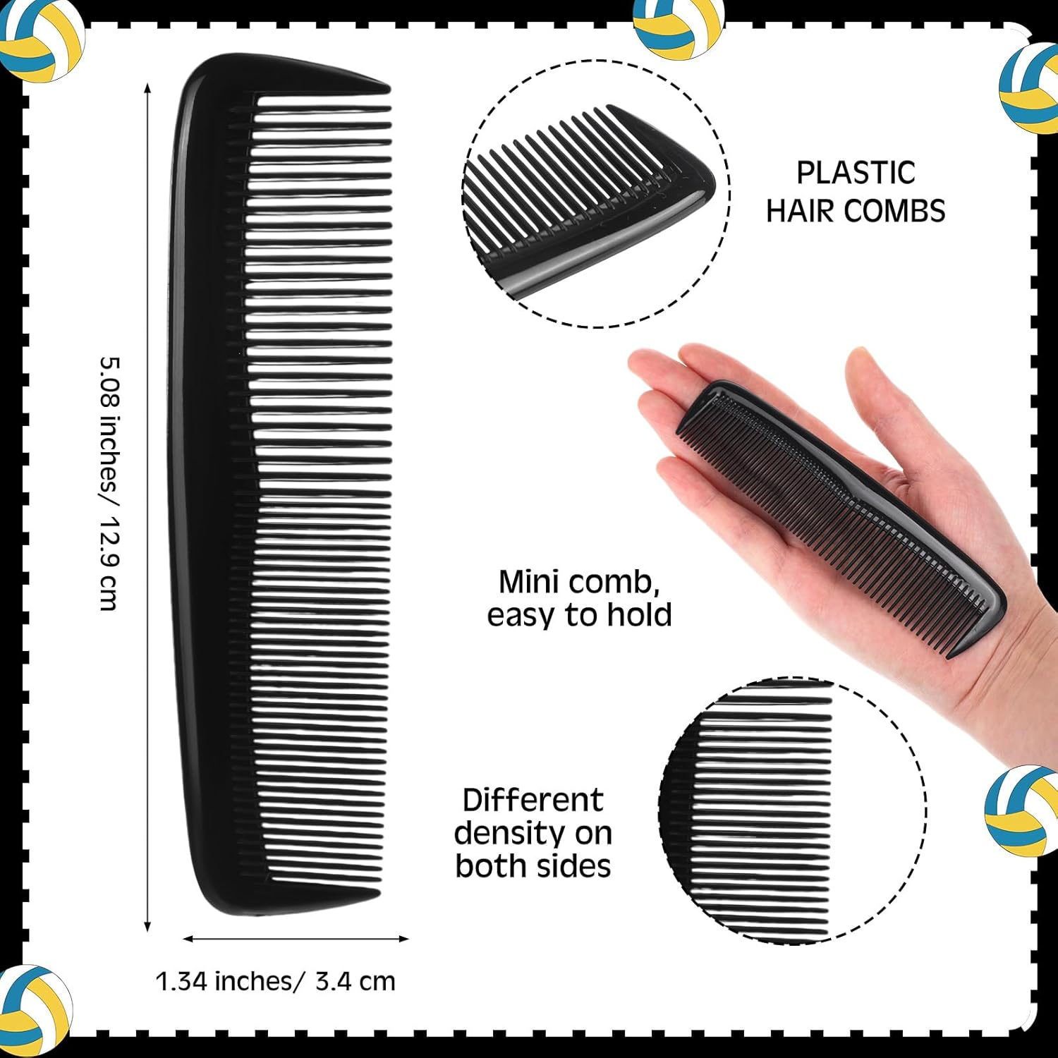 Jingmore 24 Pcs Volleyball Hair Brush Gifts for Girls Team Bulk Mini Detangling Hair Brushes and Bristles Plastic Combs Set for Volleyball Team Gifts Sport Players Party Favors image number 2