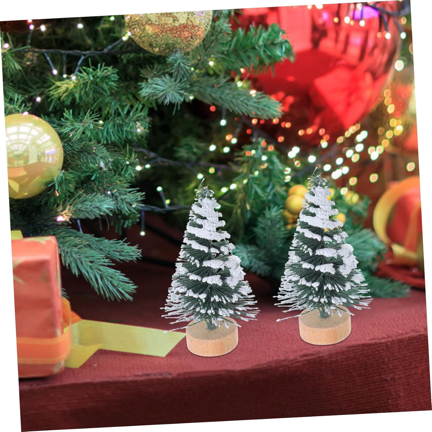 10Pcs Mini Christmas Tree Ornaments Pine Snow Covered Desktop Christmas Ornaments for Home Party Decoration for Xmas Party image number 2